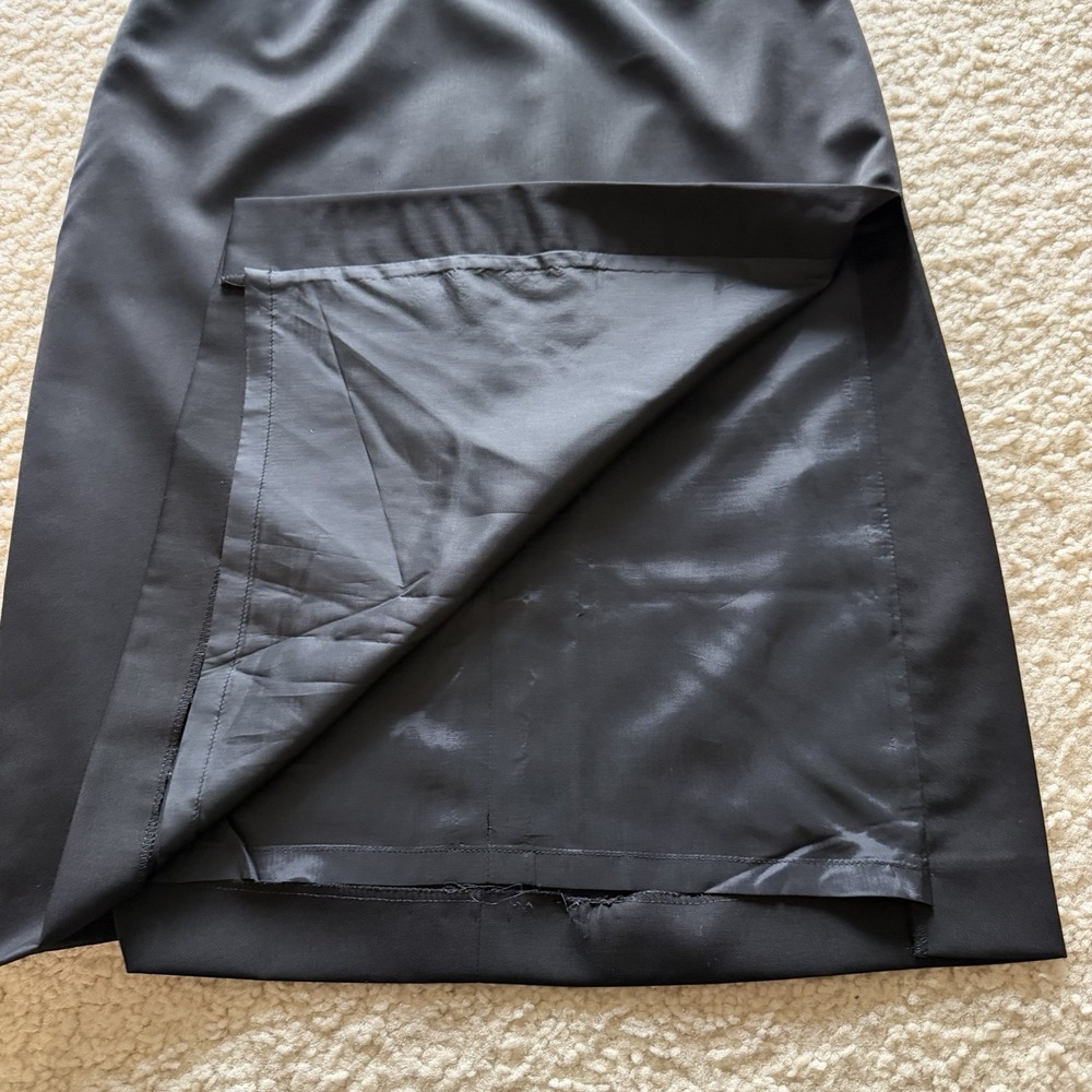 Classic ESCADA Black Pure‎ Wool Midi Pencil Skirt High Rise  with slit size 36 - Picture 12 of 15